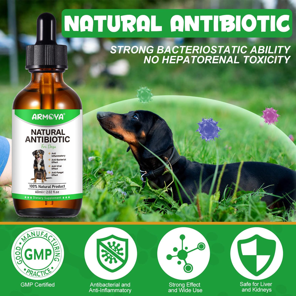 ARMOYA packaging—travel-friendly 60ml bottle for pets.
