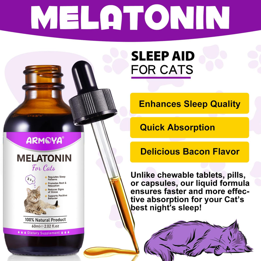 ARMOYA Cat Melatonin dropper dispensing a calming dose.