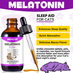 ARMOYA Cat Melatonin dropper dispensing a calming dose.