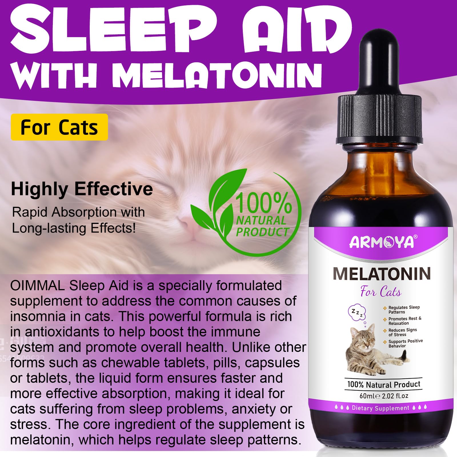 ARMOYA Cat Melatonin packaging box for easy at-home use.
