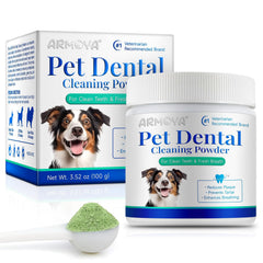 ARMOYA dog dental powder bottle front for daily oral care