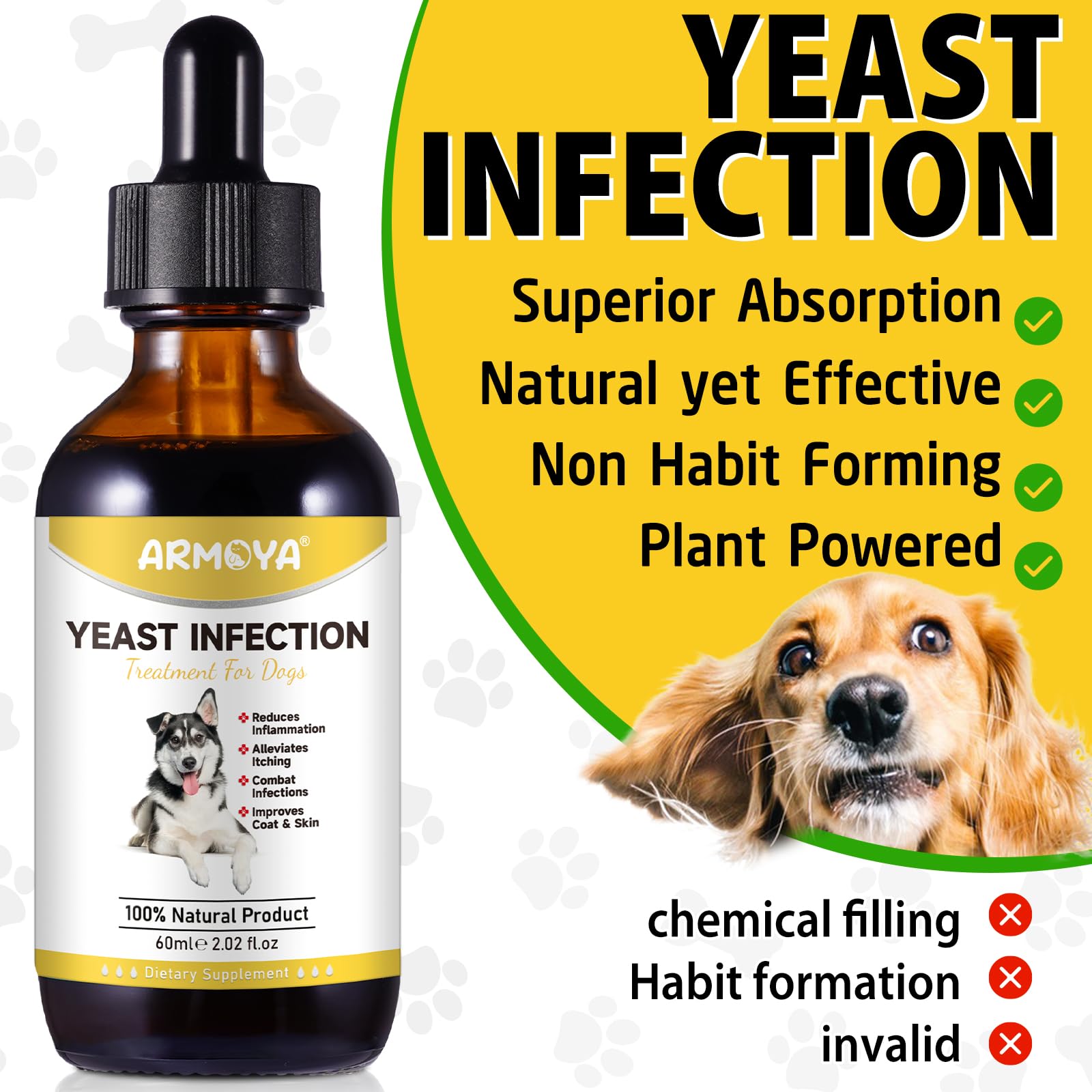 ARMOYA dog yeast treatment dropper dispensing for precise, caregiver-friendly dosing.