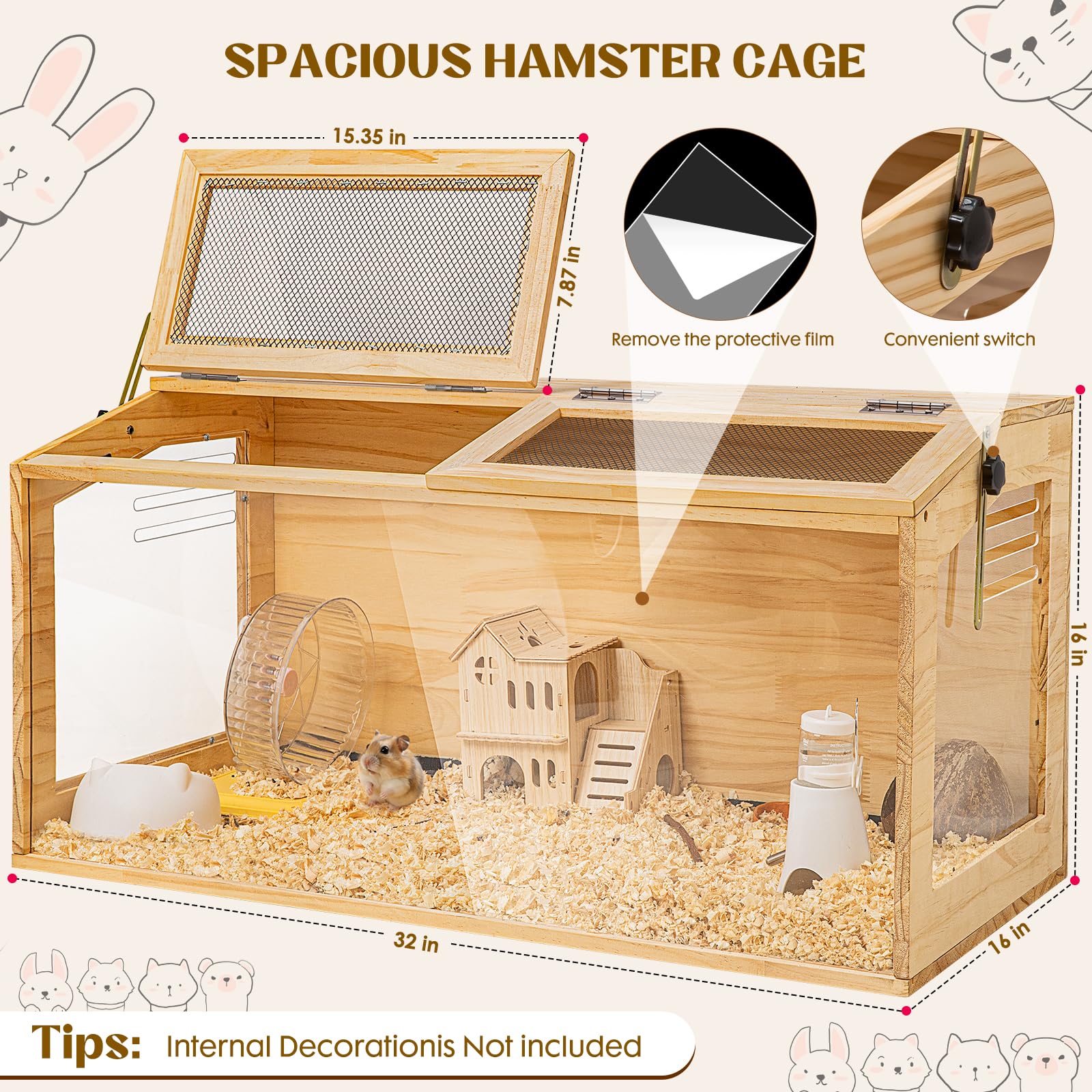AronYada cage with acrylic panels providing 270° panoramic view for monitoring