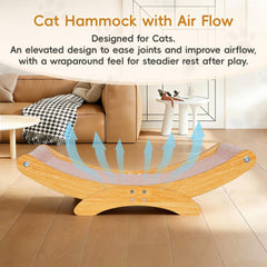 AROPEME Cat Scratcher Bed shows a wood frame for sturdy support during play