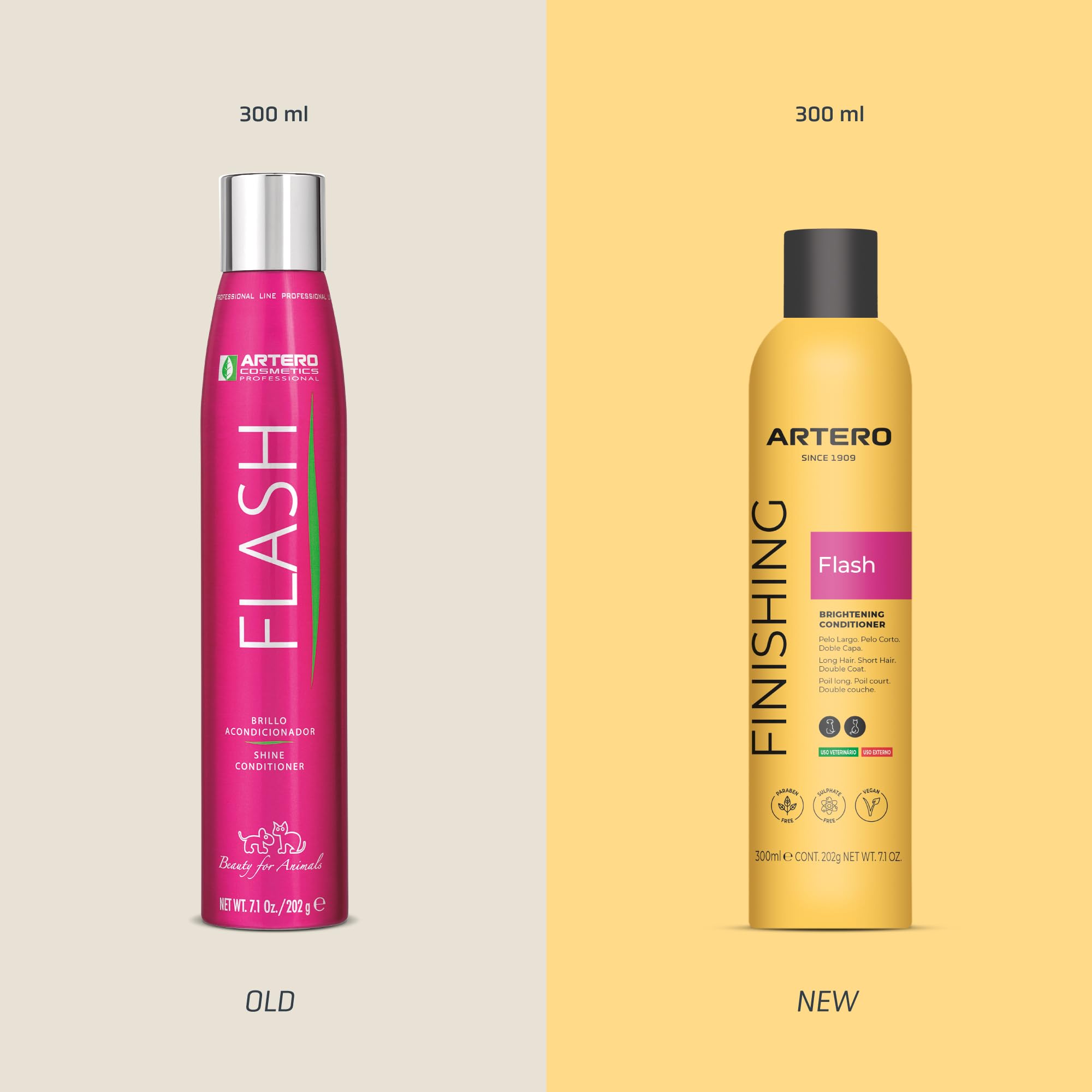Artero Flash Shine detangles and finishes coats for a polished salon look at home.