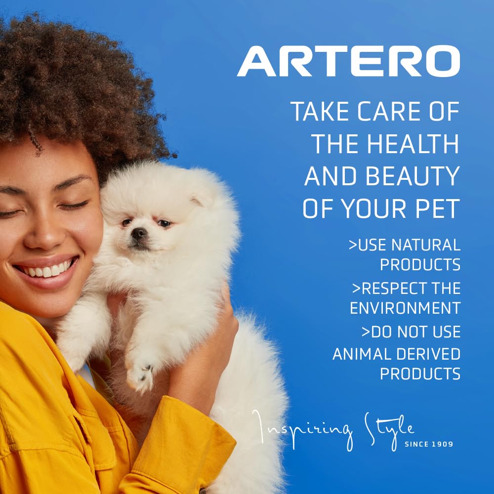 Professional grooming session using Artero Matt-X for long-haired breeds.