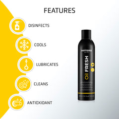 Artero Oil Fresh cooling spray on clipper blades to prevent overheating and smooth cutting
