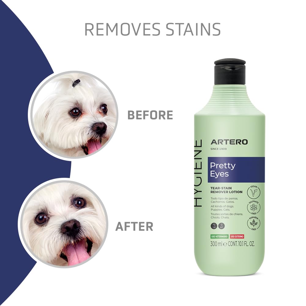 ARTERO Pretty Eyes grooming session image highlighting safe daily eye care for pets.