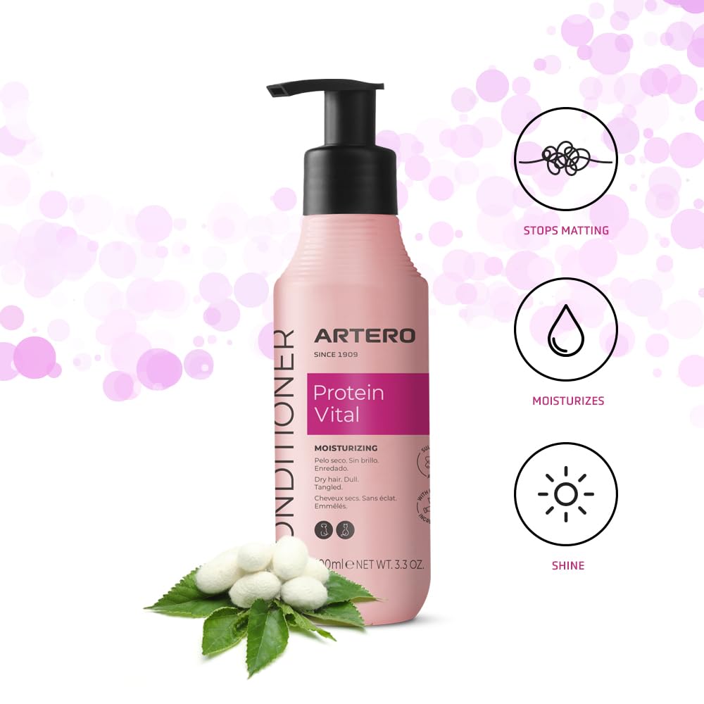Pouring Artero Protein Vital for easy leave-in or rinse-out application.