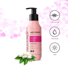 Pouring Artero Protein Vital for easy leave-in or rinse-out application.