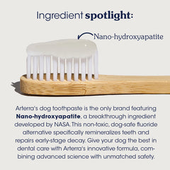 Arterra Remineralizing Dog Toothpaste USA-made label.