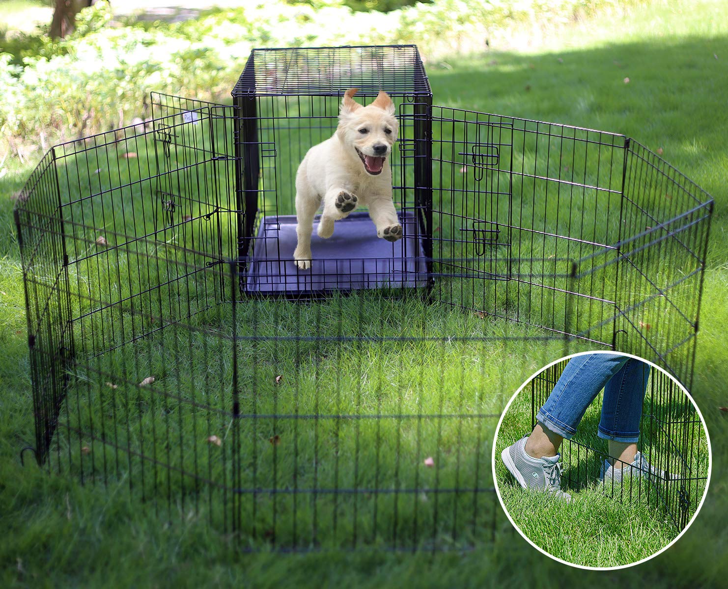 Artmalle Puppy Playpen ground-stakes-included ensures secure setup on various surfaces.