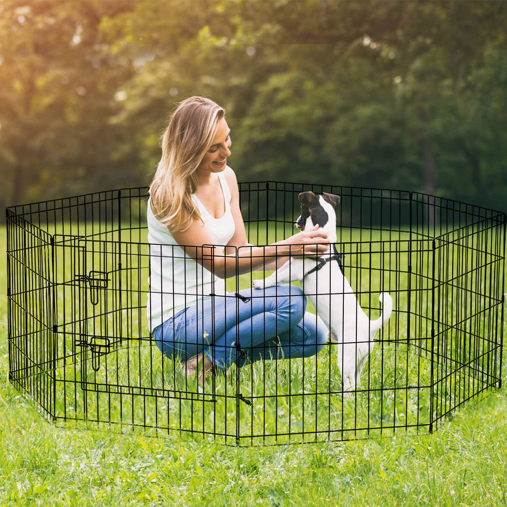 Artmalle Puppy Playpen rust-proof-coating communicates durable, weather-ready finish.