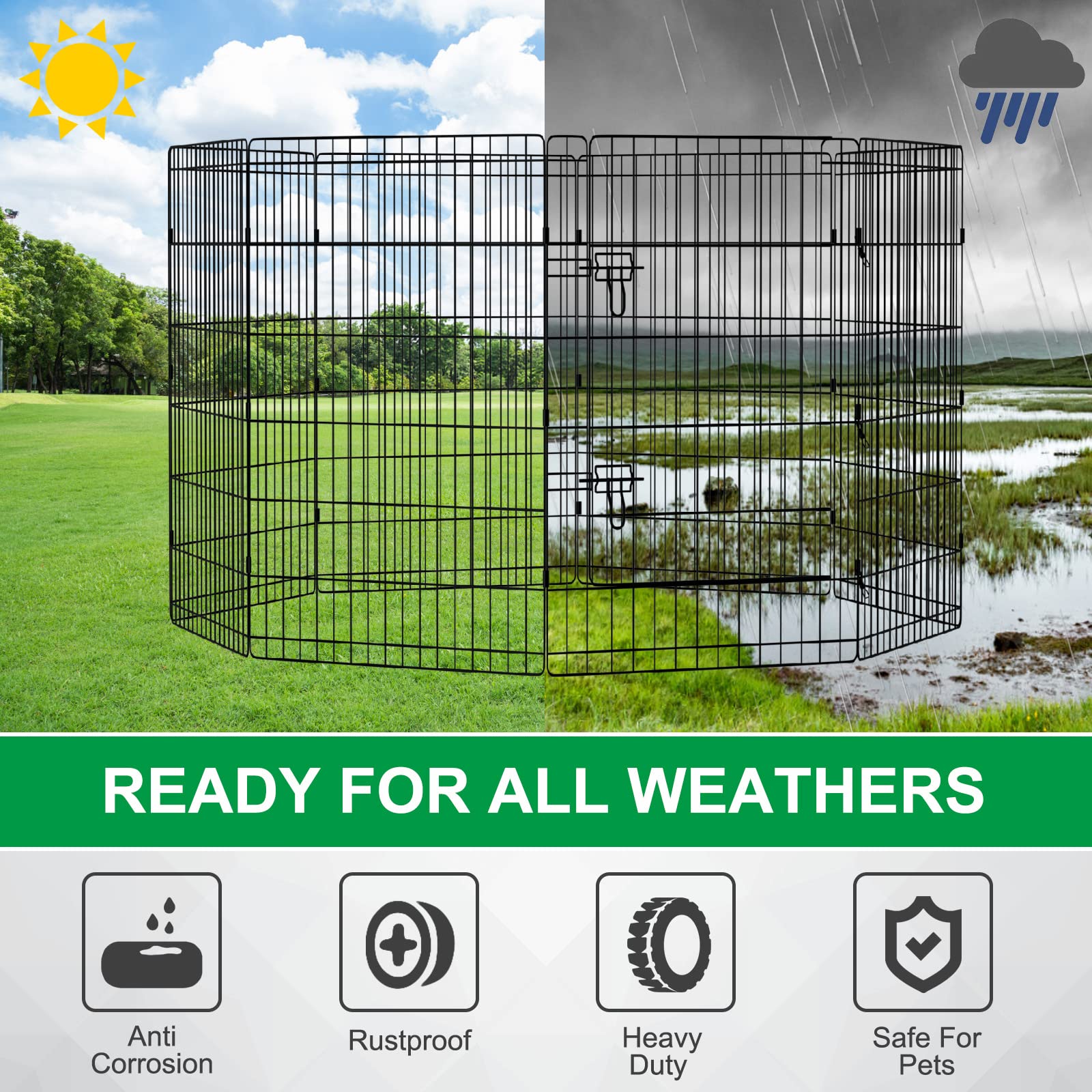 Artmalle playpen includes ground stakes for stable setup.