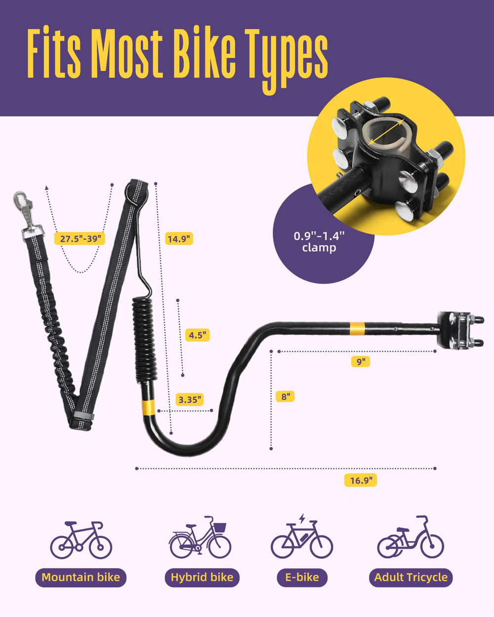 Artpet dog bike attachment supports medium and large dogs during active outdoor exercise.