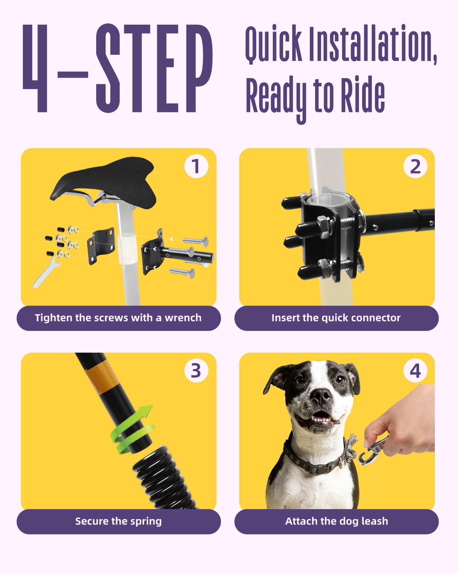 Artpet dog bike attachment shown on road and trail rides for versatility.