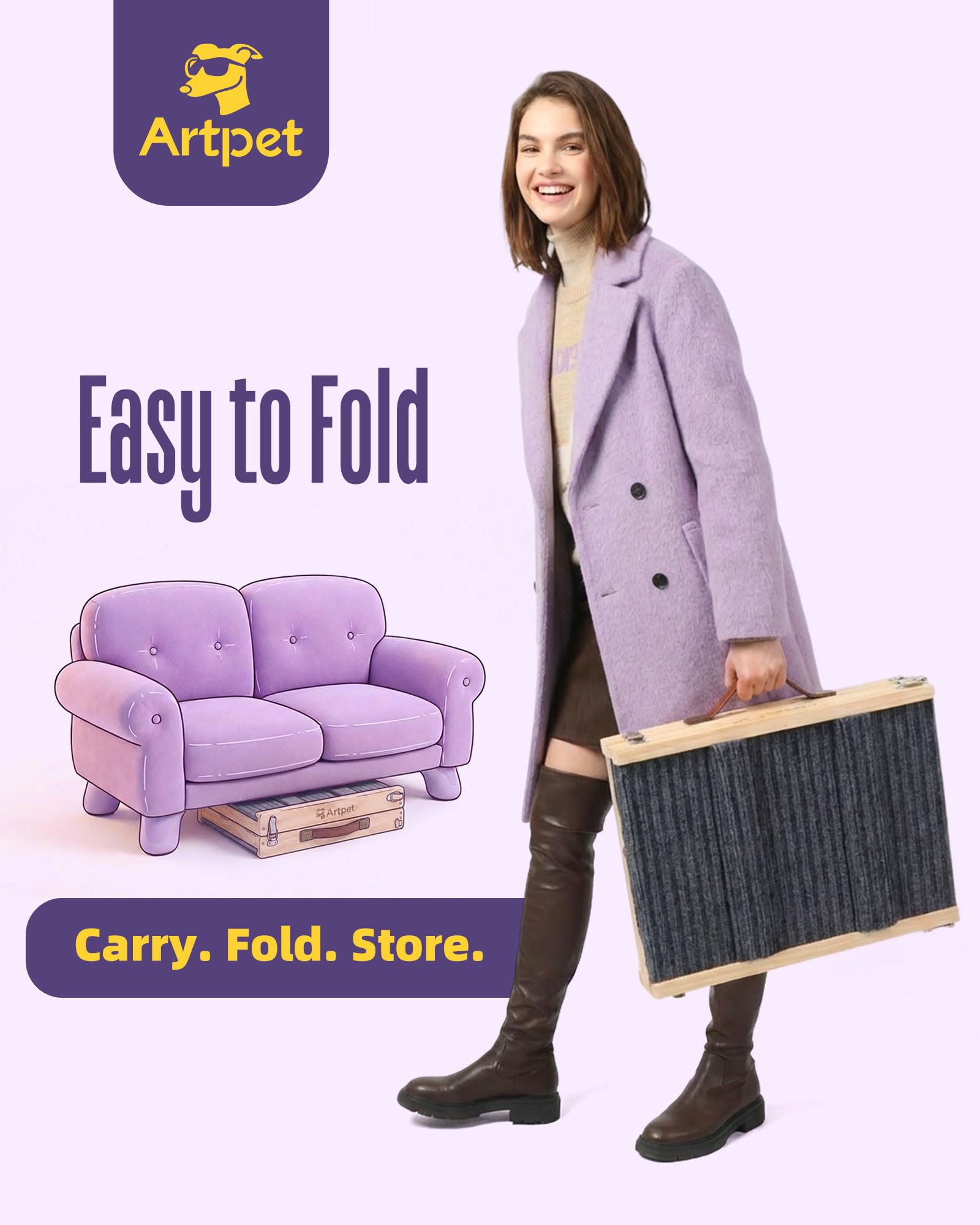 Artpet dog ramp folds flat for easy storage and travel.