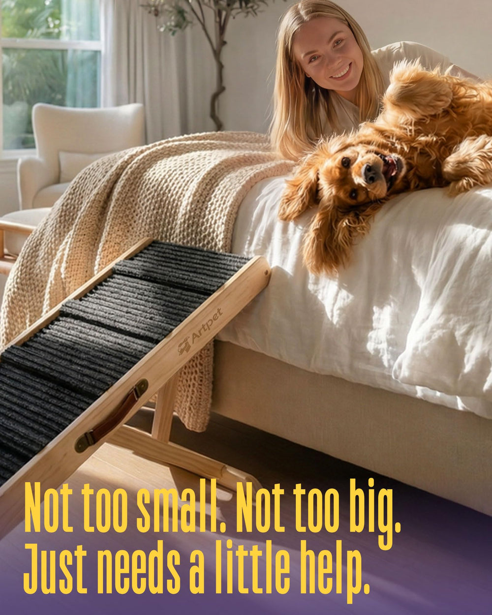 Artpet ramp with carry handle is easy to transport.