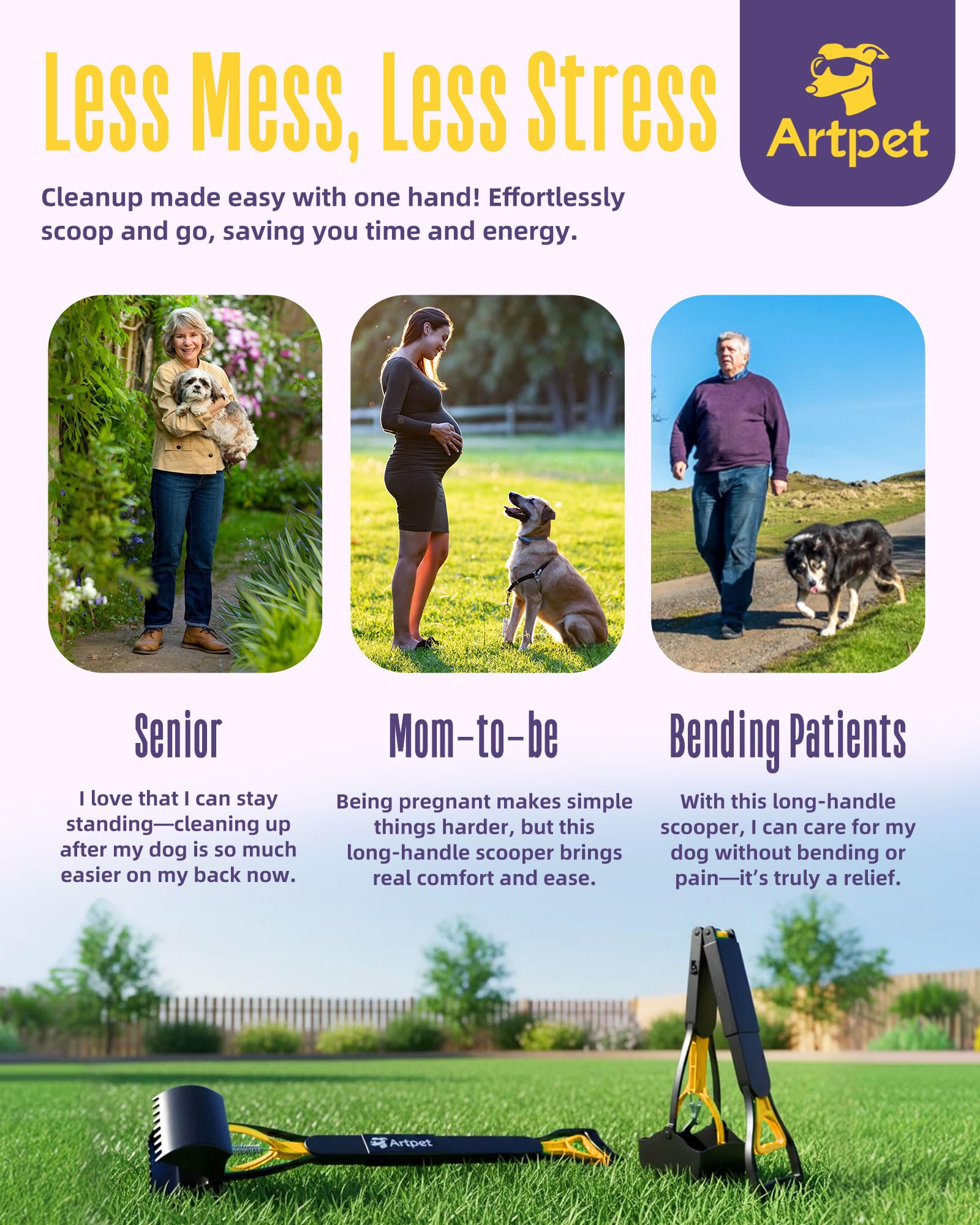 Artpet pooper scooper designed for grass and gravel without lawn damage