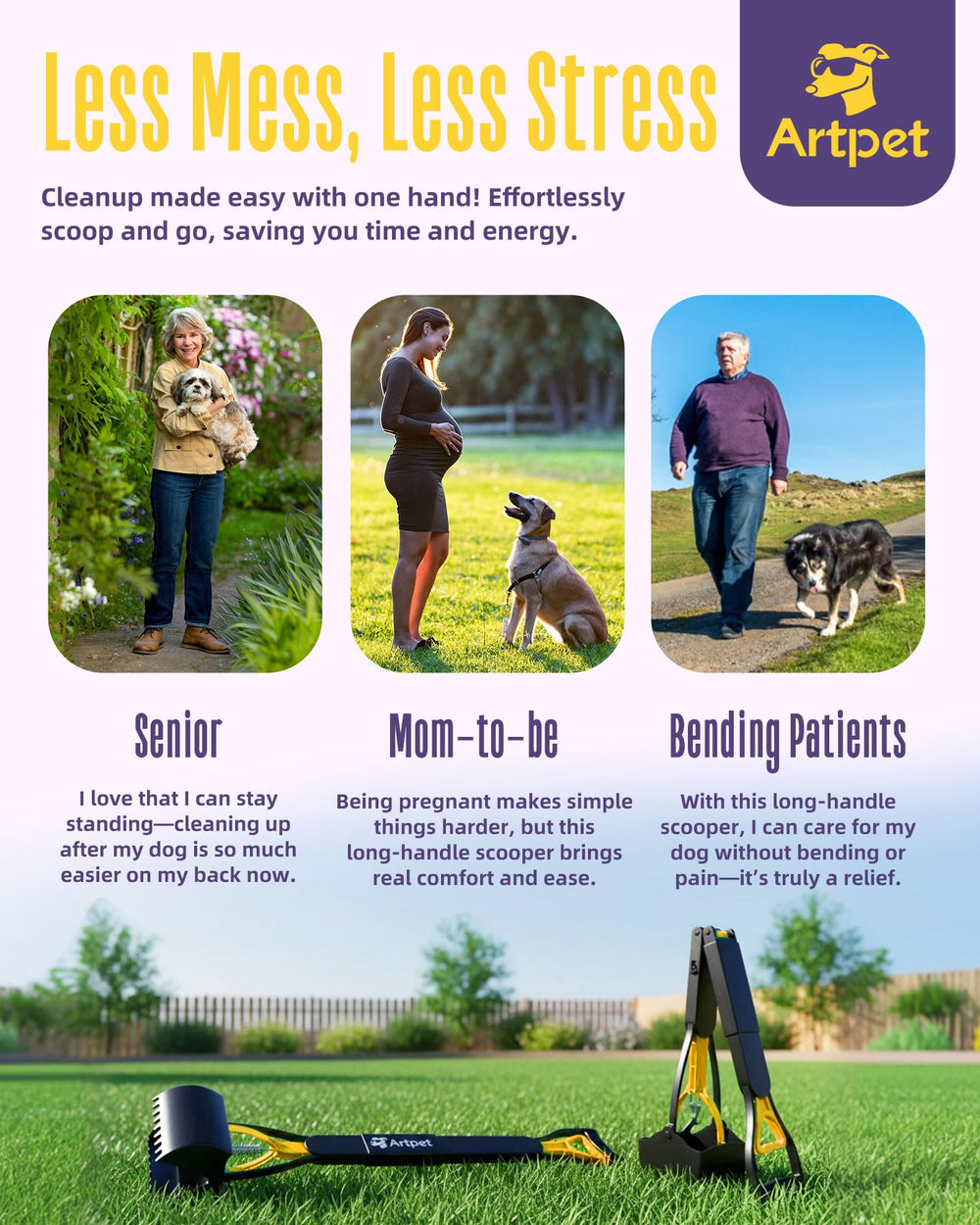 Artpet pooper scooper designed for grass and gravel without lawn damage