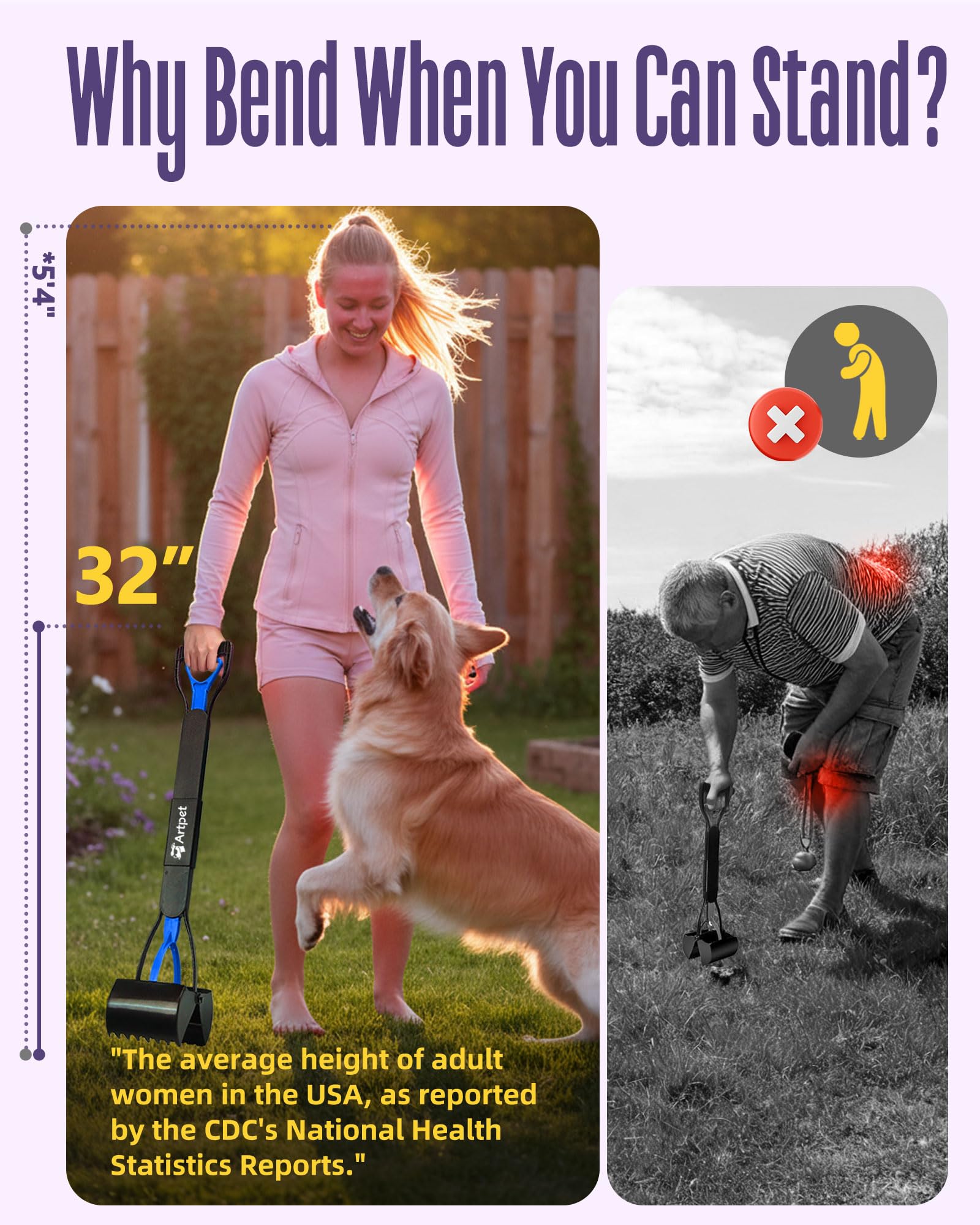 Artpet wide jaw pooper scooper ideal for large dog waste