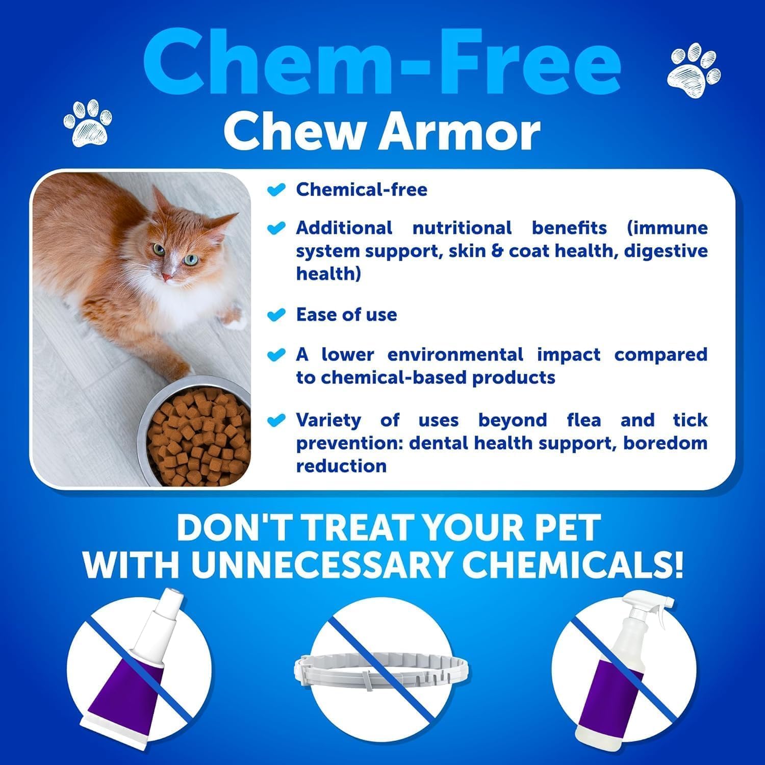 Artullano Cat Flea Chews bottle-label closeup, vitamins for skin and coat support