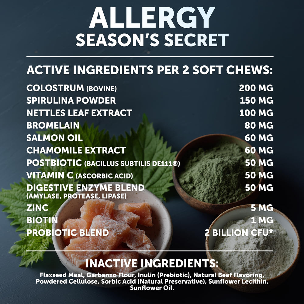 Artullano dog allergy chews help with hot spots and irritated skin.