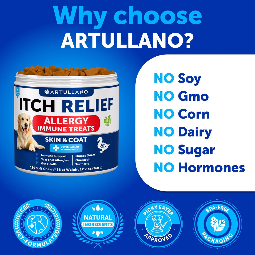 Artullano Dog Allergy Relief Chews nose close-up, skin and coat support