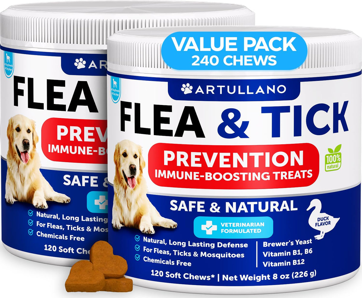 Artullano duck-flavor flea chews for dogs, easy and mess-free