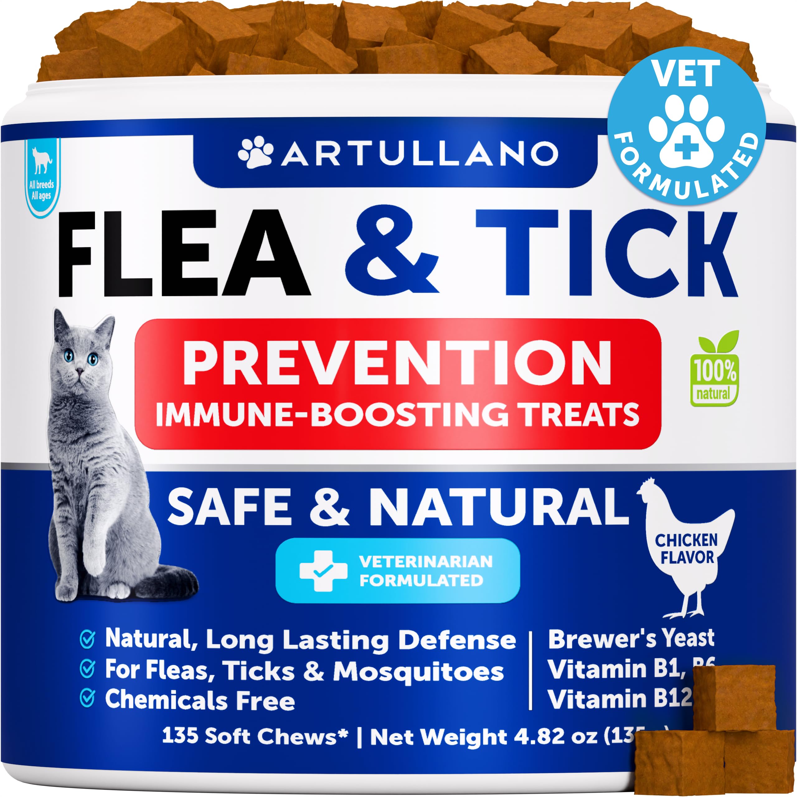 Artullano flea treatment cats chews pack; convenient daily prevention.