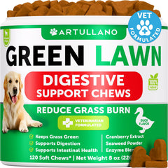 Artullano Grass Burn Spot Chews packshot with duck flavor for lawn-friendly dog care
