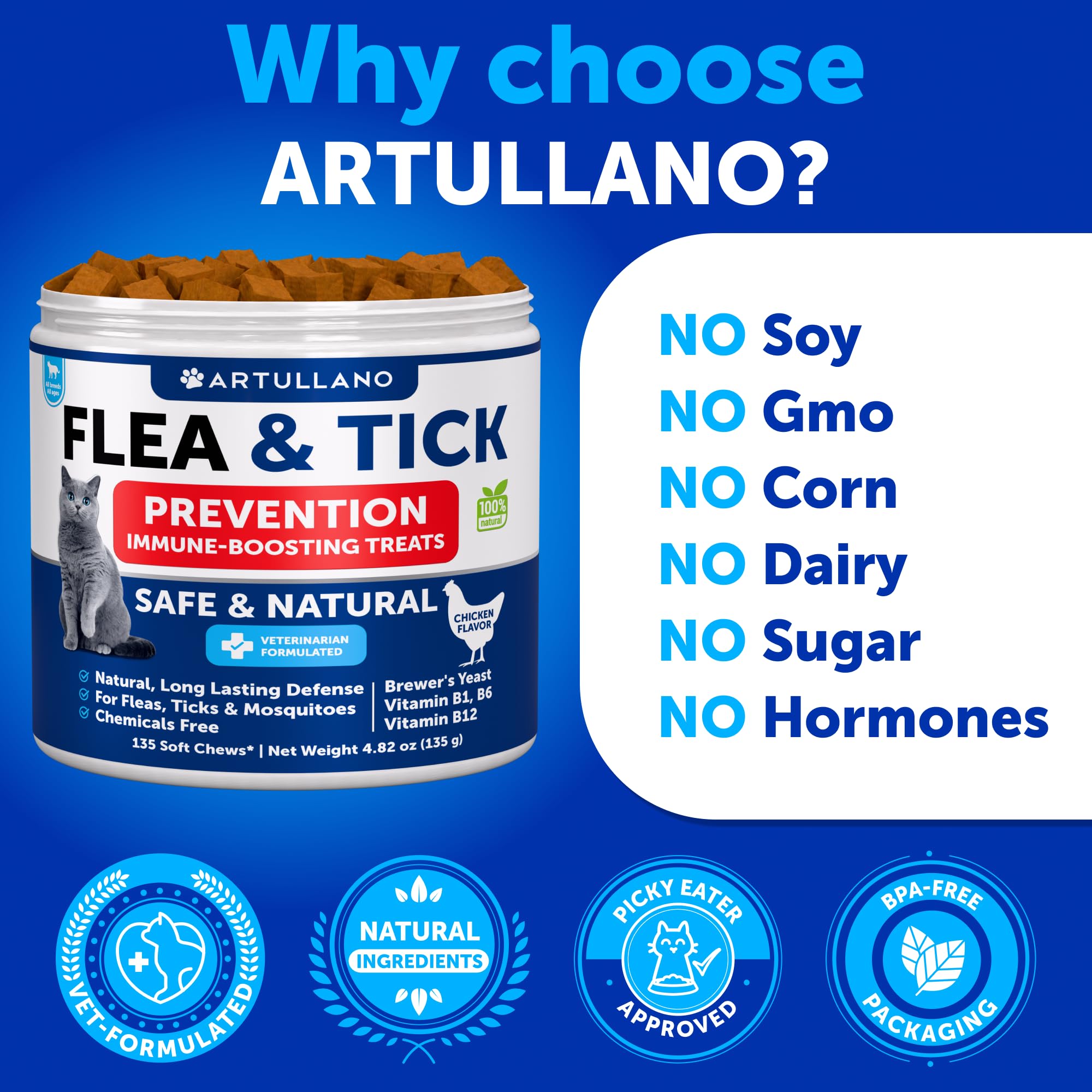 Artullano immune support and digestion benefits for cats.