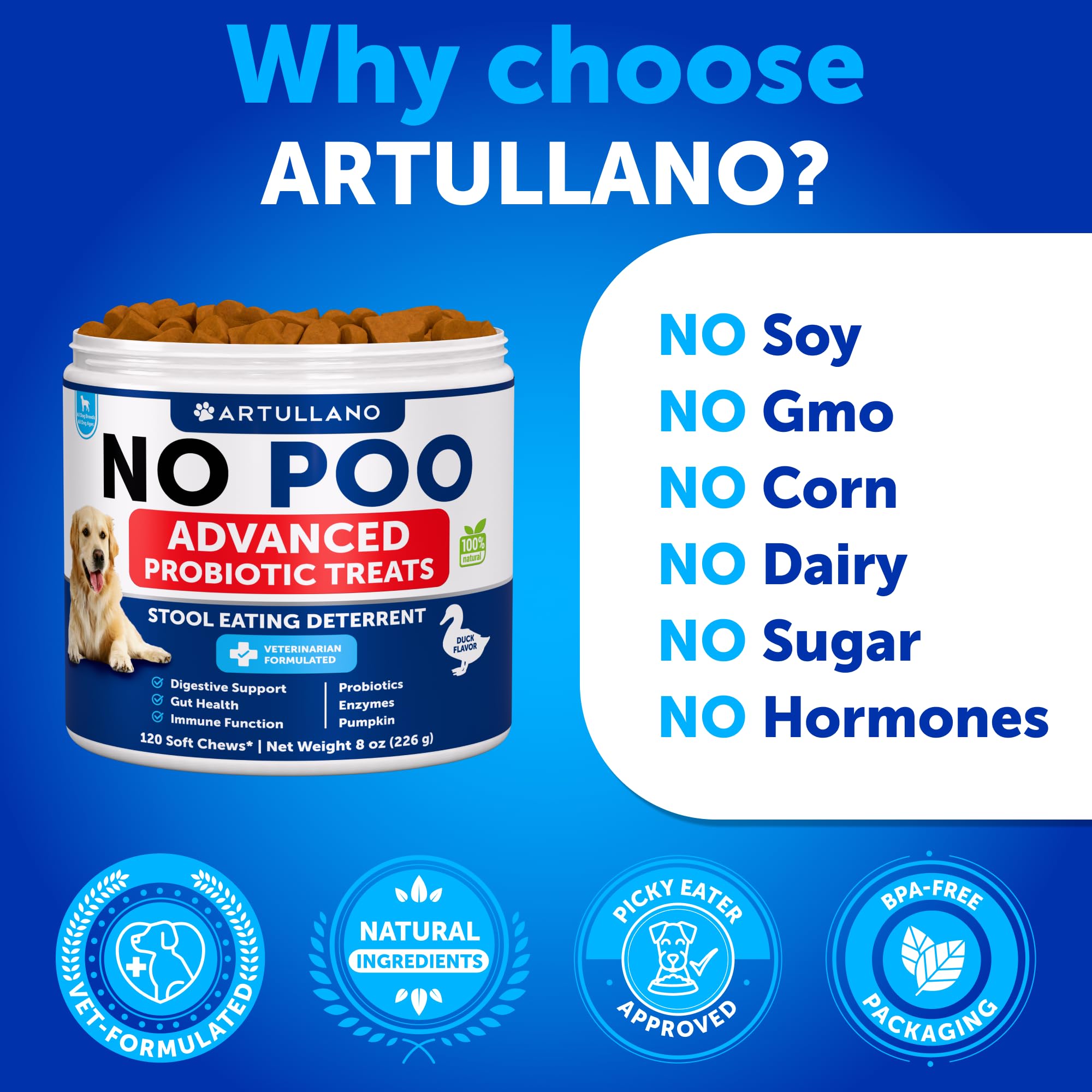 Close-up of pumpkin and enzymes in Artullano No Poo Chews.