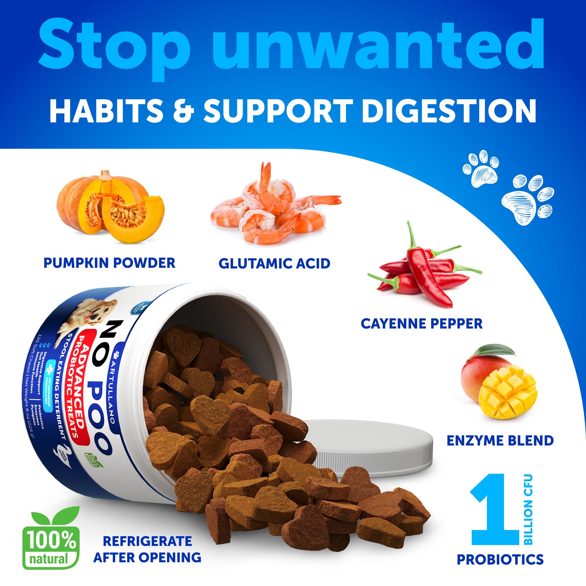 Serving Artullano No Poo Chews in a bowl for easy dosing.