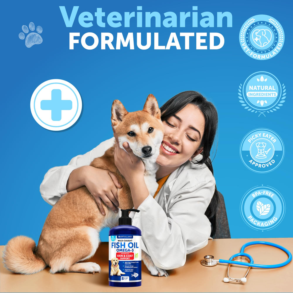 Artullano Omega-3 liquid supplement close-up, easy to dose into daily routine.