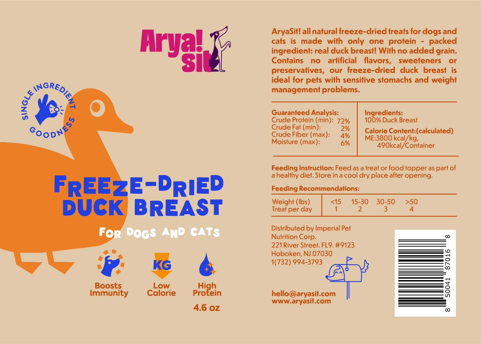 Arya Sit low-fat duck snack with gentle weight management