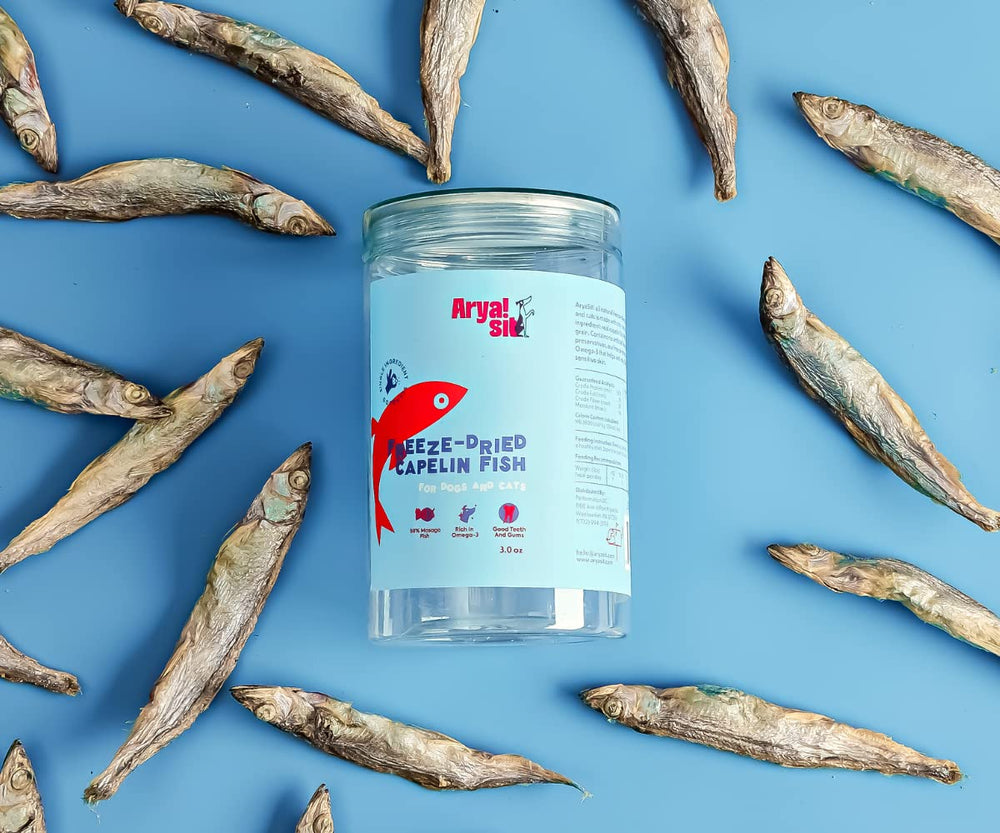 Capelin fish ingredients with masago highlight nutrient-rich profile for pets.