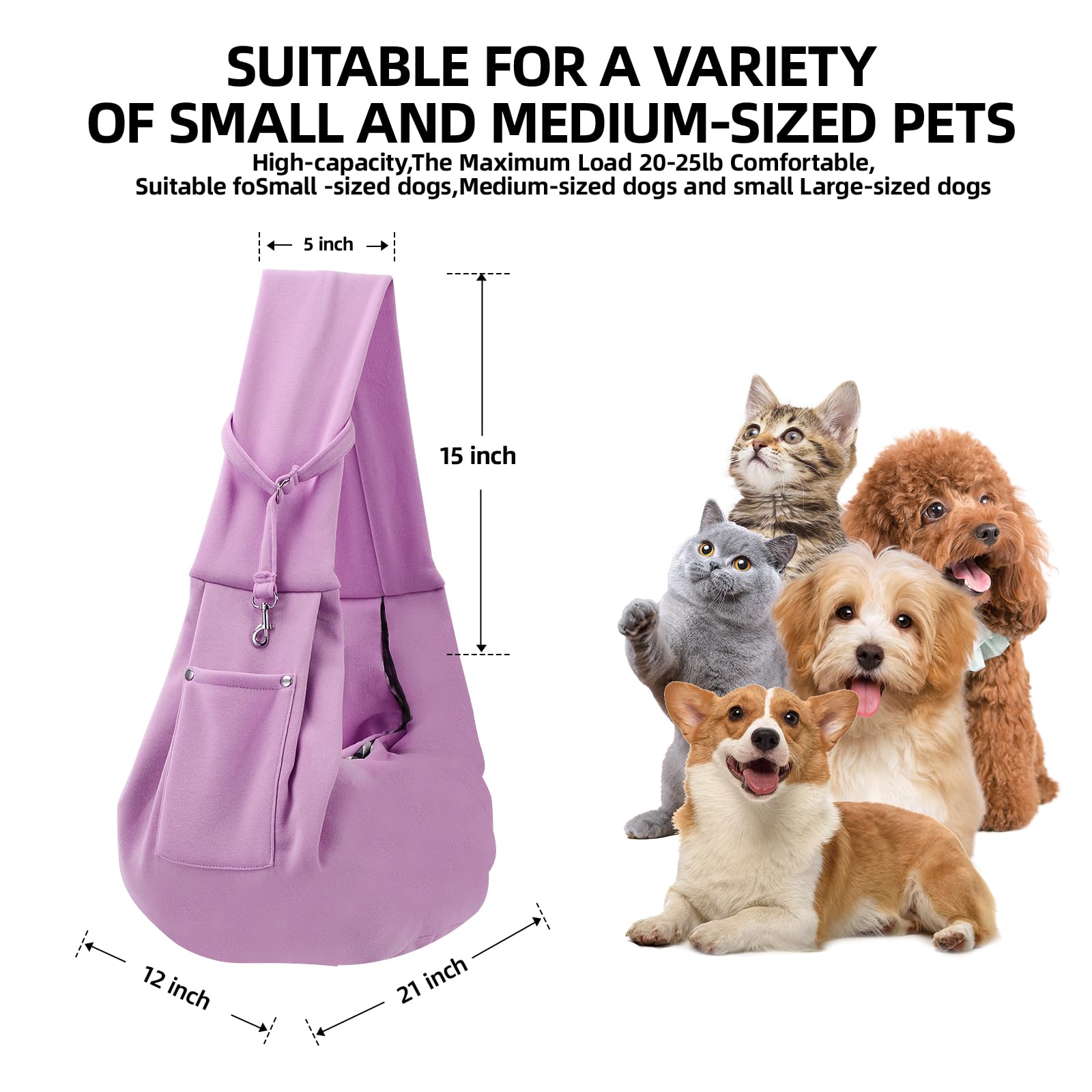 ARZQUT carrier sling opening large for easy pet placement