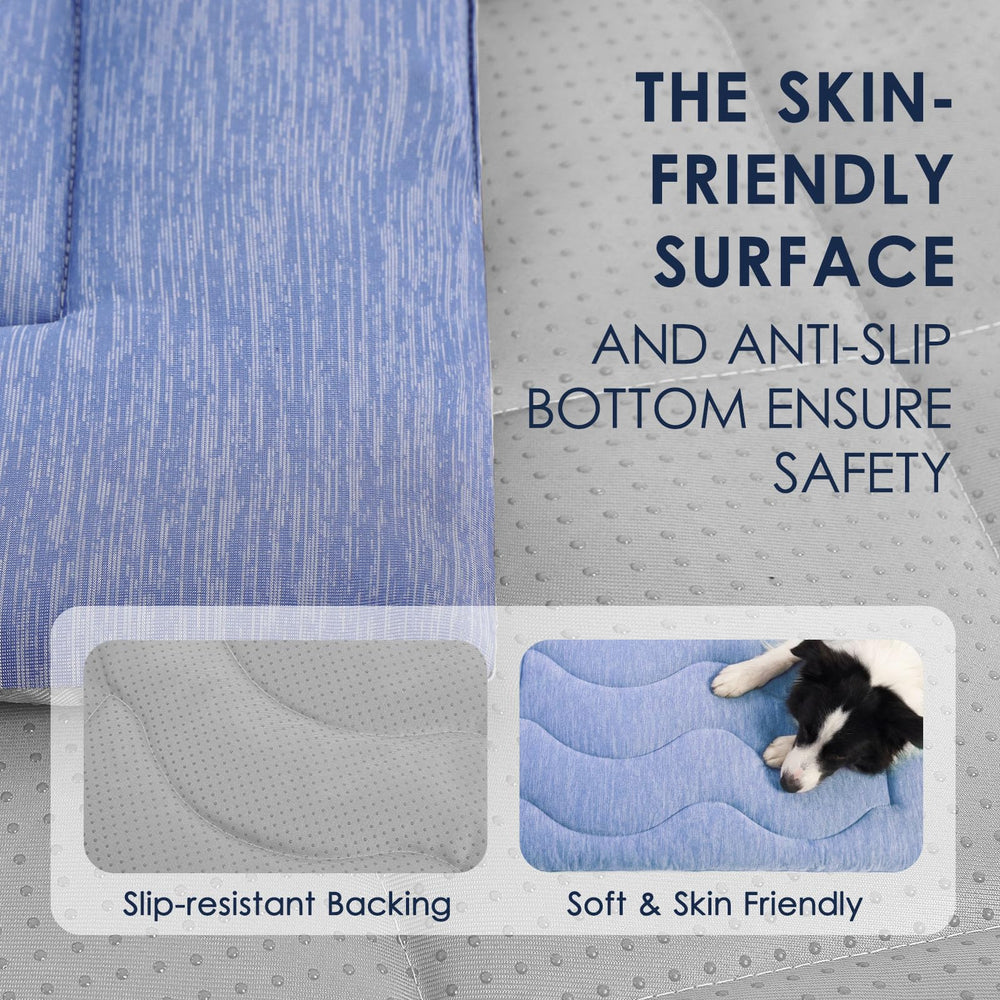 ASENKU dog cooling mat blue wave anti-slip bottom secures on floors