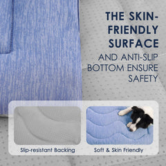 ASENKU dog cooling mat blue wave anti-slip bottom secures on floors