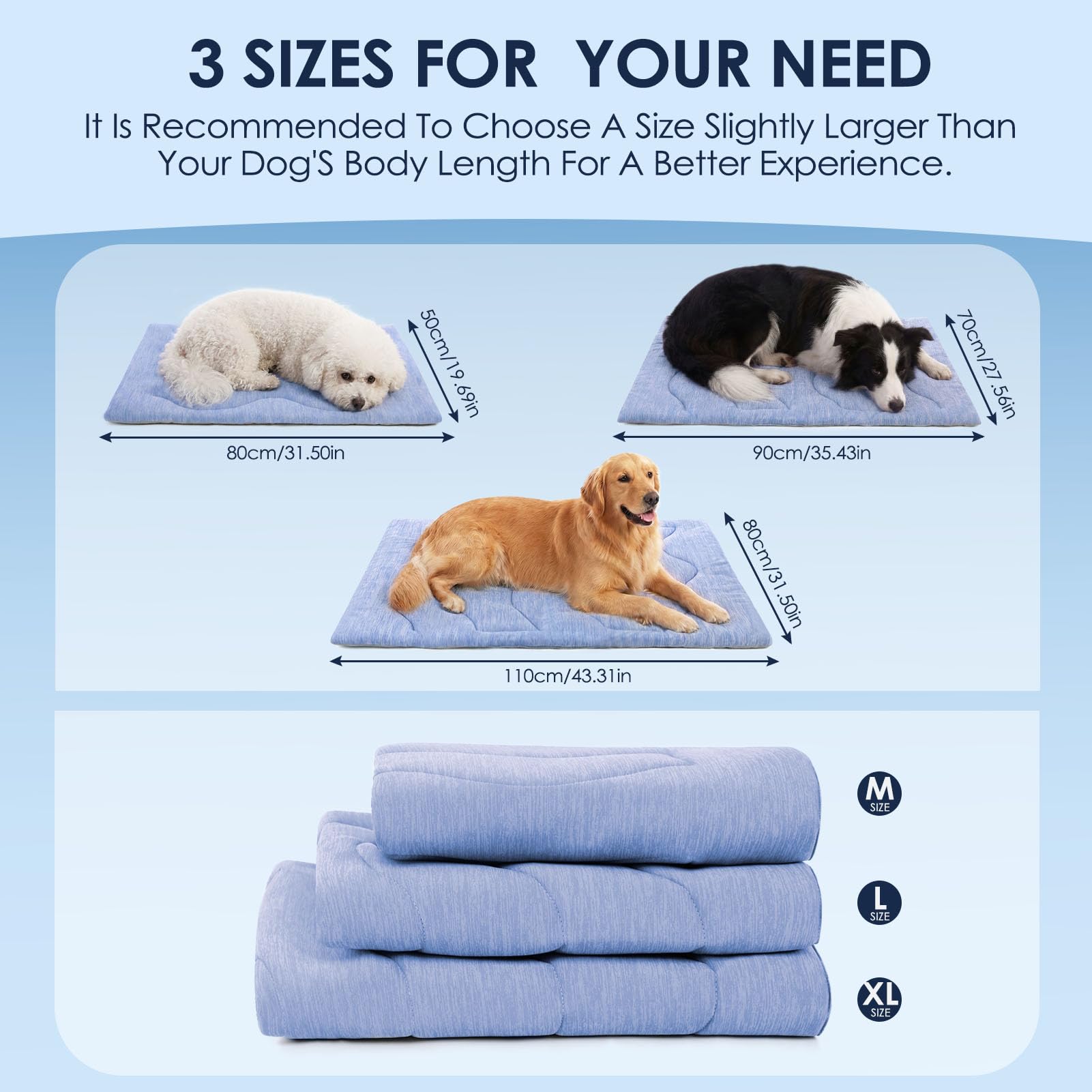 ASENKU dog cooling mat blue wave soft cloud fabric for paw comfort