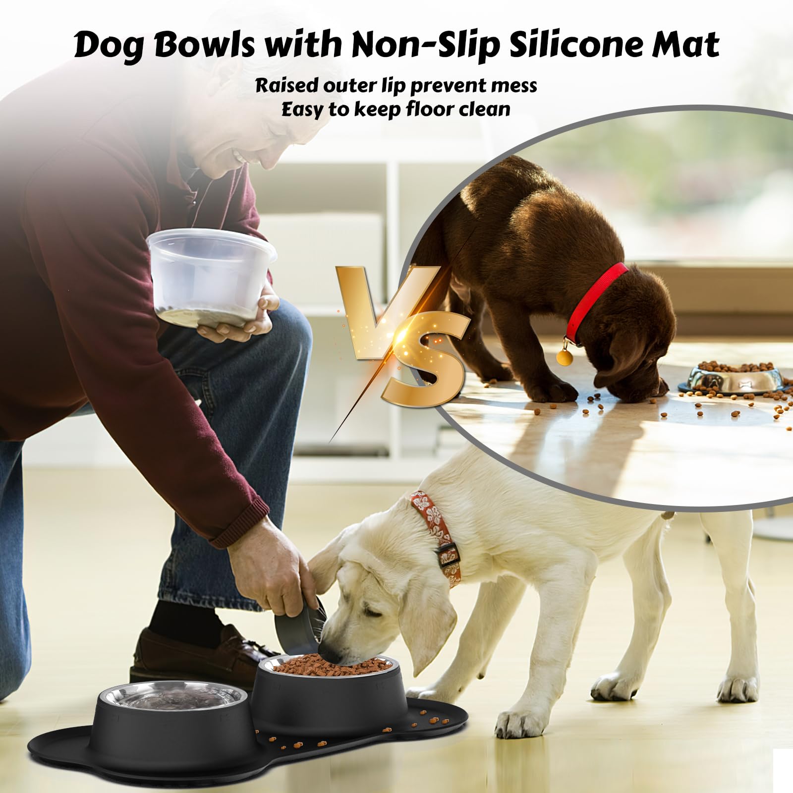 AsFrost dual bowls for food and water to reduce mess