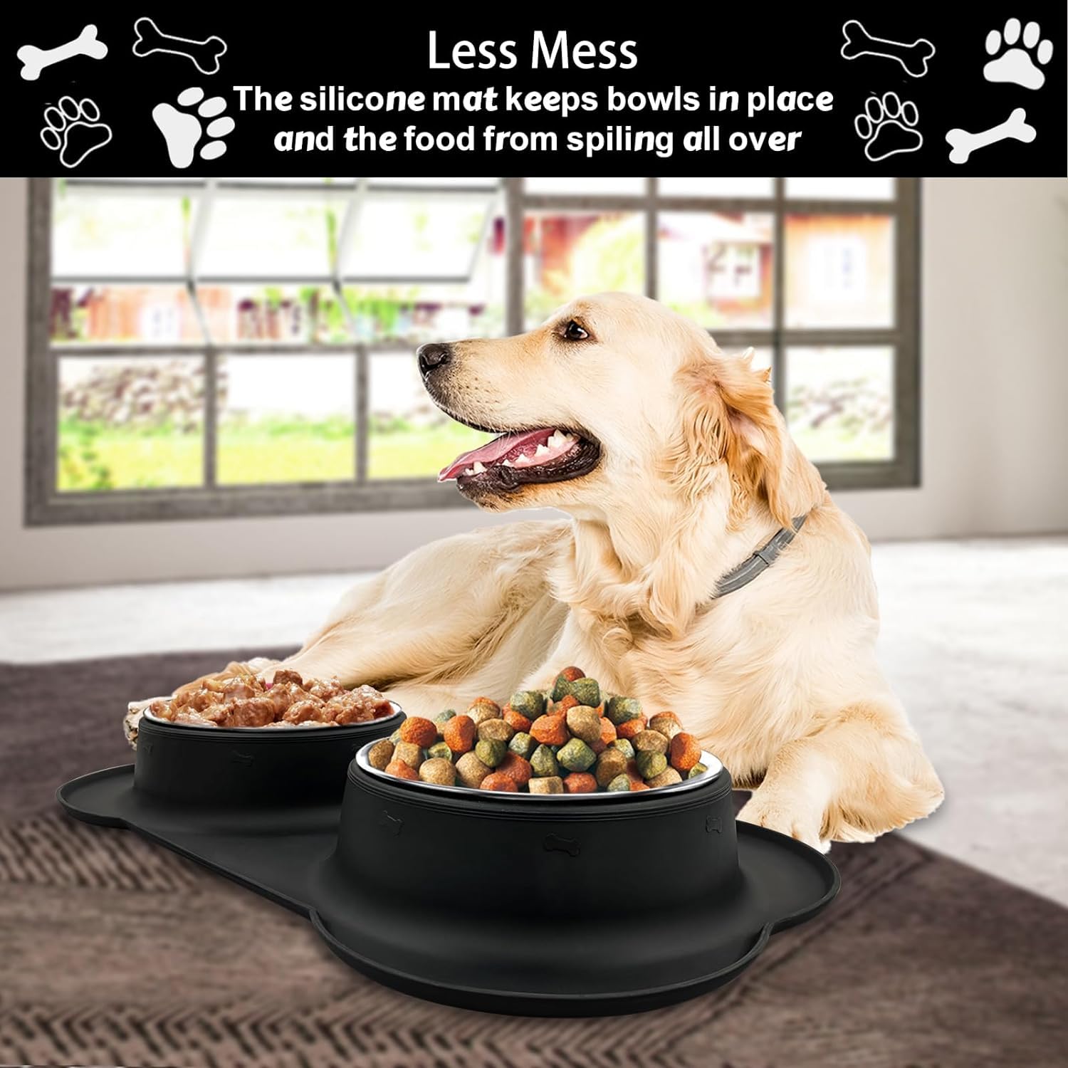 AsFrost dishwasher-safe dog bowls and mat
