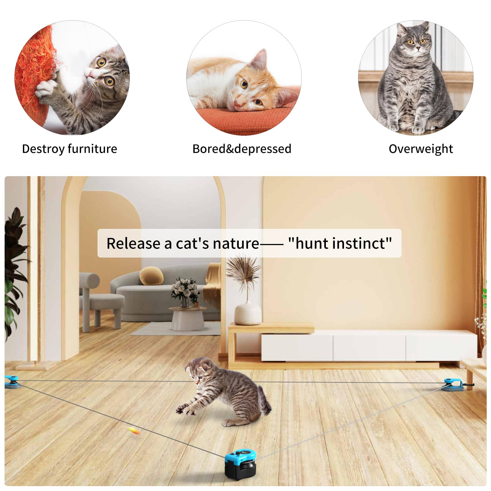 AsFrost feather mouse attachment adding plush lure for interactive play.