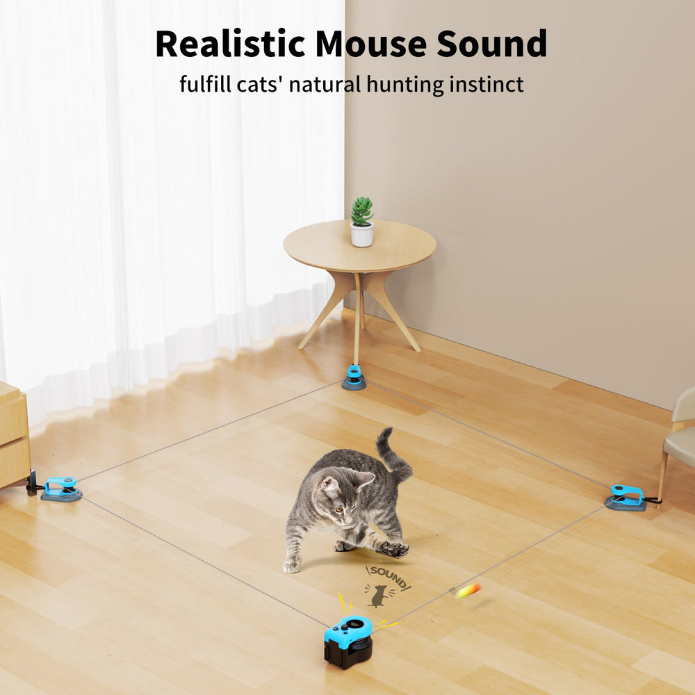 AsFrost cat toy with mice sound feature to engage hunting instincts indoors.