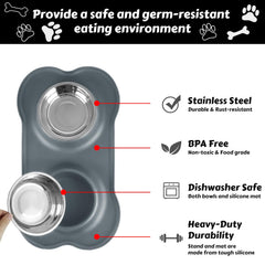 AsFrost dog bowls with silicone mat reduce mess and sliding