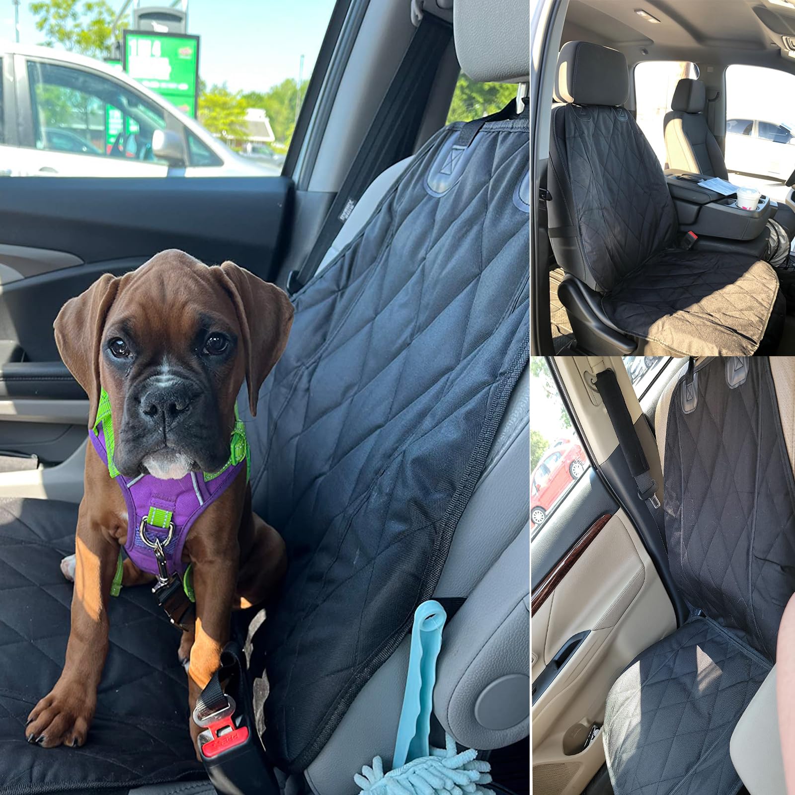 AsFrost front seat cover nonslip backing prevents shifting during pet rides.