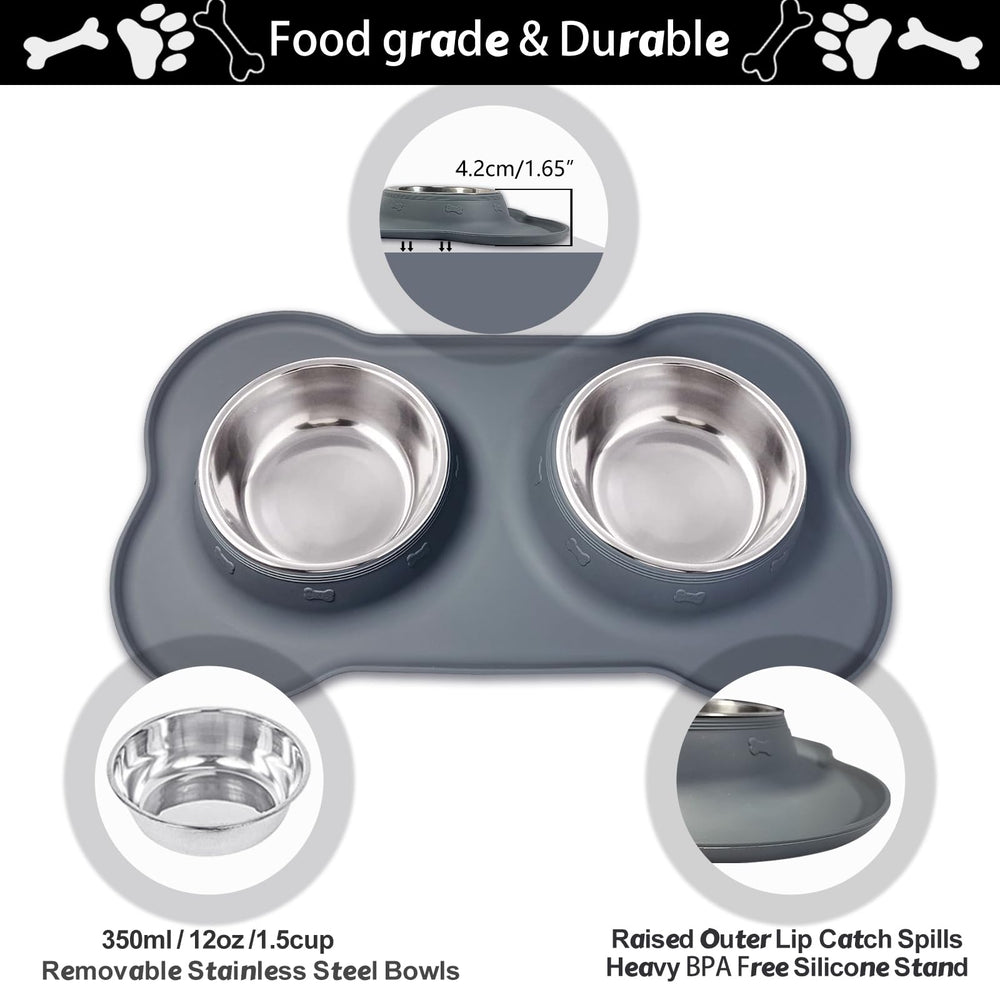 AsFrost double bowls for food and water on pet feeding setup