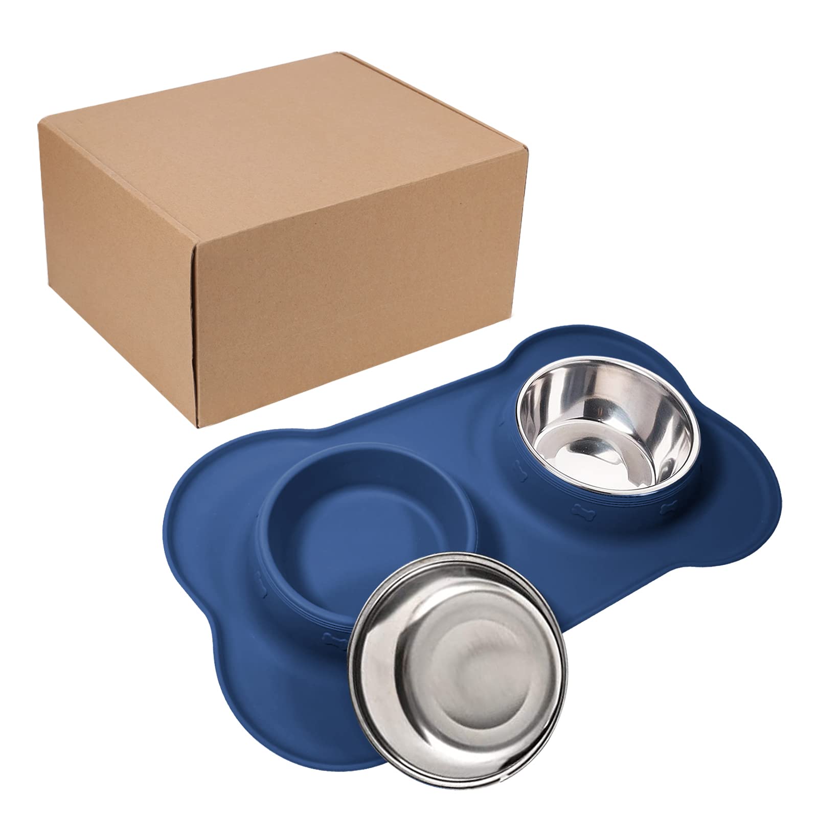 AsFrost dual bowls for water and food with raised edges