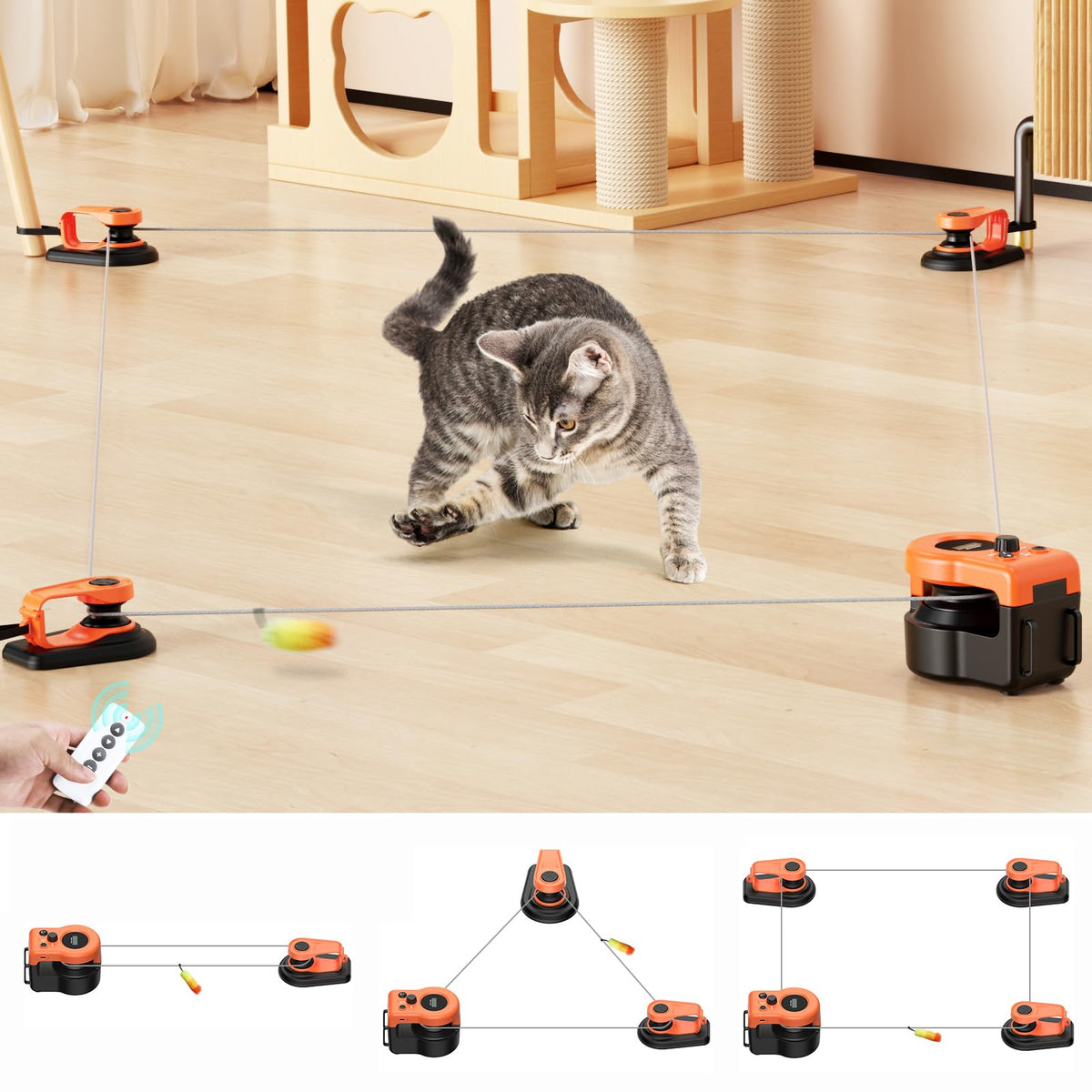 AsFrost upgraded cat toy in remote-control mode promoting active play and interaction.